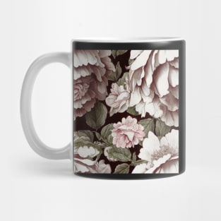 Antique Vintage White Ivory Peony Floral Illustration Mug